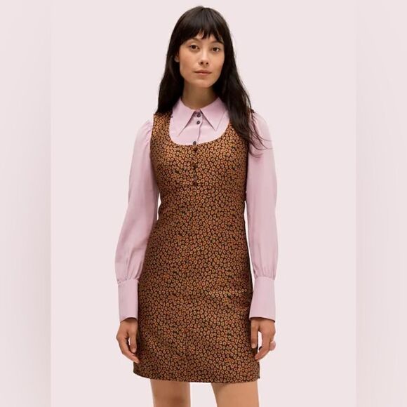 KATE SPADE- Women’s Flora Leopard Jacquard Sleeveless Pocket Dress, Size 8 - Picture 1 of 13